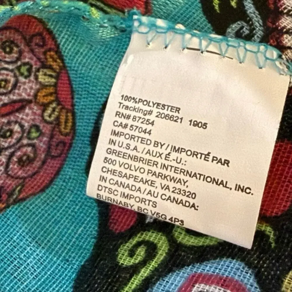 Sugar Skull Scarf Teal Multi Colored Day of the Dead Lightweight Fashion Wrap